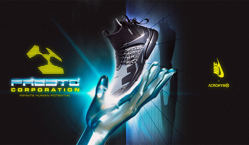 ナイキ×アクロニウム、「エア プレスト MID」に大胆な蛍光カラーを採用｜NIKE
