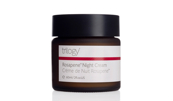 Trilogy: Night cream rich in phytochemicals for sleep-enhanced beauty.