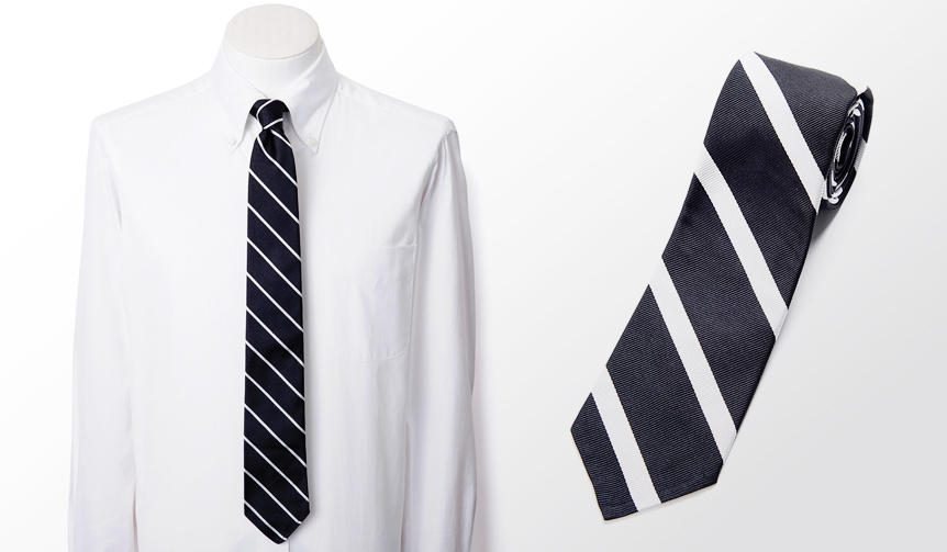 Embrace the Latest IVY Style with a Black-Based Regimental Tie | FAIRFAX