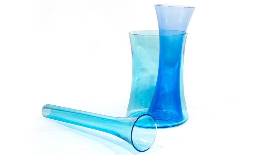 Radiant flower vases crafted with traditional blown glass techniques by DANESE.