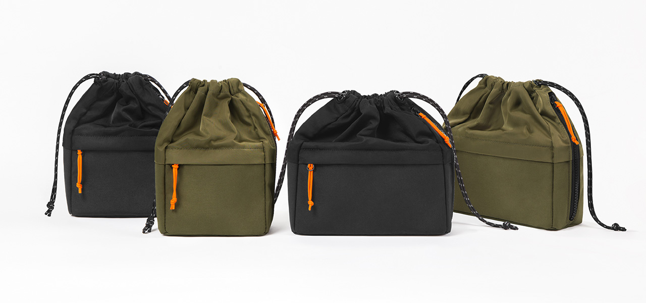 A drawstring design for easy access. The "Handy Pouch" can be used both inside and outside your bag ｜KINGJIM