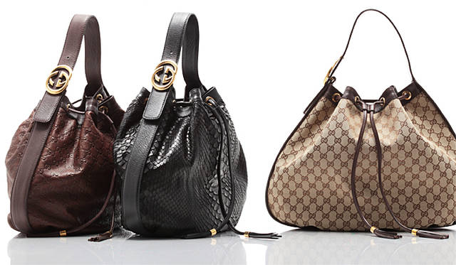 <strong>GUCCI｜グッチ</strong>　左から：Interlocking Icon ラ・ペッレ・グッチッシマ 19万7400円、パイソン 40万4250円、GGキャンバス 11万3400円