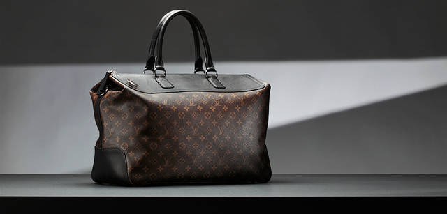 <b>Louis Vuitton Monogram Macassar Line</b> Box-shaped Boston bag with a mechanism at the center of the belt, cut from the side of the main body, under the flap on the top of the bag. Detachable shoulder strap included. "Neo Greenwich" ¥253,050
