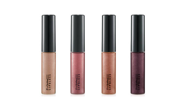 M·A·C "Make-Up Art Cosmetics" (Richard Phillips) Lipglass (4 limited edition shades) ¥2,205 each<br>Young Thing (Neutral Beige), Personal Taste (Rose Pink), New Spirit (Coral), On Display (Plum)
