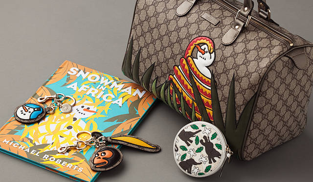 <b>GUCCI｜グッチ</b>  新作絵本「Snowman in Africa」 2520円、チャーム（スノーマン） 2万4150円、チャーム（バナナ） 2万9400円、パース 2万6250円、ボストン 29万4000円