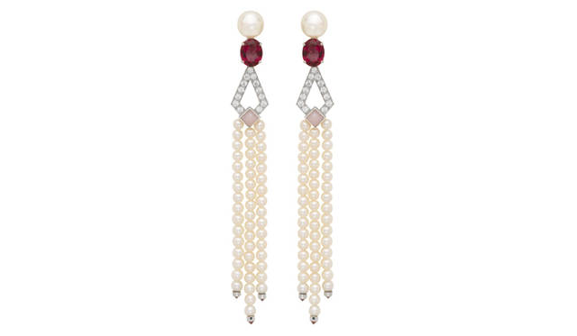 ヴァン クリーフ＆アーペル｜Van Cleef&Arpels|ハイジュエリーコレクション「Les Audacieuses（レ オダシューズ）」　ツァリーナ ポンポン イヤクリップ[ルベライト×パール×ピンクオパール×ダイヤモンド]425万2500円（税込予価）