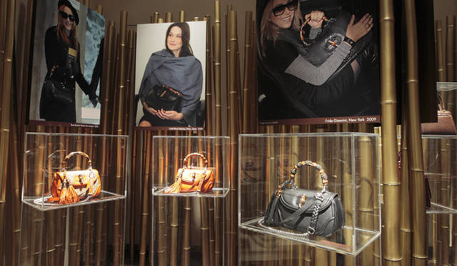 <b>GUCCI｜グッチ</b>　「THE BAMBOO」展 会場内観　現代のセレブリティに愛されるニューバンブーバッグ