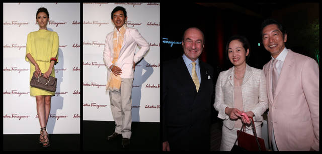 　オープニングパーティに訪れた、女優の田丸麻紀さん、俳優の石田純一さん、CEO兼ゼネラルマネージャーのミケーレ・ノルサ氏、ジャーナリストの蟹瀬誠一さんご夫妻。