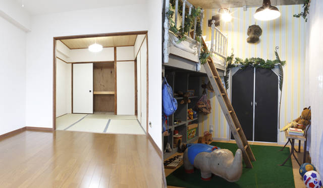 <b>Found｜子ども部屋</b>　左／改装後、右/改装前