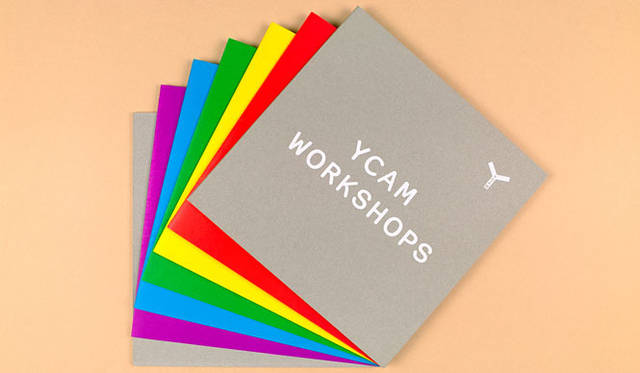 橋詰 宗｜山口情報芸術センター（YCAM）｜YCAM WORKSHOPS<br>YCAMで定期的に開催されるワークショップのアーカイブブックデザイン。造本設計からその可能性を探り、ワークショップのコンテキストを魅力的に引き出すようにデザインされている。