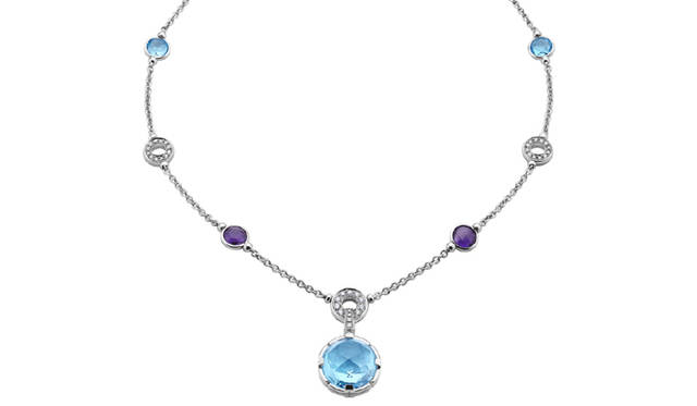 <b>BVLGARI｜ブルガリ</b> パレンテシ カクテル・コレクション」ネックレス WG×ブルートパーズ×アメシスト×パヴェダイヤモンド、105万円