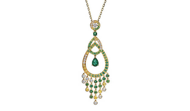 <b>BOUCHERON｜ブシュロン</b> 「チナ パンピーユ」ペンダント YG×エメラルド×ダイヤモンド×イエローサファイア×ツァボライト、361万2000円