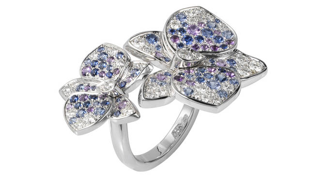 <b>CARTIER｜カルティエ</b> 「カレス ドルキデ パル カルティエ リング」WG×サファイア×アメシスト×ダイヤモンド、161万70000円