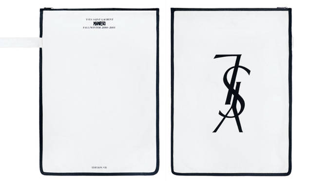 <strong>YVES SAINT LAURENT｜イヴ・サンローラン</strong>　全世界で50万部以上の「マニフェスト」本誌を、また各都市先着2000名にステファノ・ピラーティがデザインしたオリジナルコットンバッグ付き「マニフェスト」を配布する。　Courtesy of Yves Saint Laurent