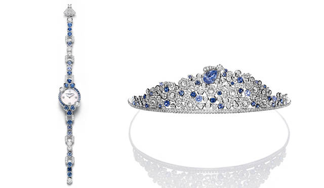 <strong>CHAUMET｜ショーメ</strong> 水原希子さんが身に着けたジュエリーの一部。「BEE MY LOVE」のティアラとジュエリーウォッチ。
