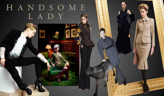 <strong>Chapter.05 | The Handsome Lady</strong><br />Alongside casual relaxed styles, pay attention to knee-length skirts, voluminous trousers, and mannish cropped pants or sets that create a handsome, ladylike look.