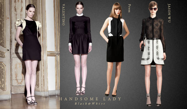 <strong>Chapter.05 | The Handsome Lady</strong><br />Alongside casual relaxed styles, pay attention to knee-length skirts, voluminous trousers, and mannish cropped pants or sets that create a handsome, ladylike look.<br />From left: VALENTINO, Preen, JASON WU