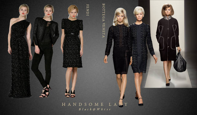 <strong>Chapter.05 | The Handsome Lady</strong><br />Alongside casual relaxed styles, pay attention to knee-length skirts, voluminous trousers, and mannish cropped pants or sets that create a handsome, ladylike look.<br />From left: FENDI, BOTTEGA VENETA