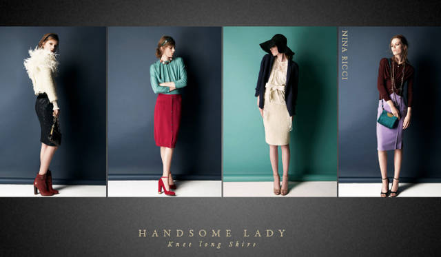 <strong>Chapter.05 | The Handsome Lady</strong><br />Alongside casual relaxed styles, pay attention to knee-length skirts, voluminous trousers, and mannish cropped pants or sets that create a handsome, ladylike look.<br />NINA RICCI