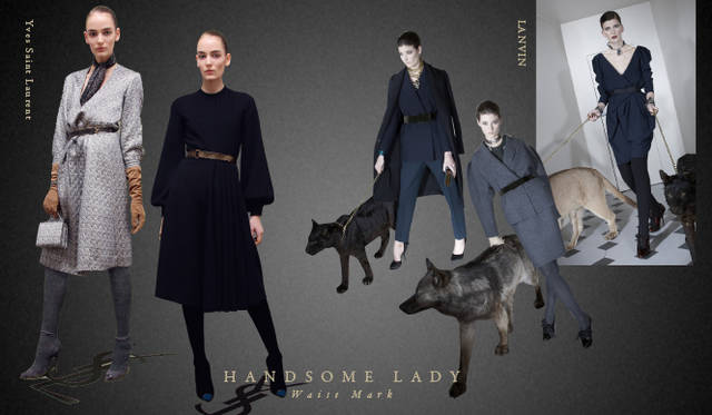 <strong>Chapter.05 | The Handsome Lady</strong><br />Alongside casual relaxed styles, pay attention to knee-length skirts, voluminous trousers, and mannish cropped pants or sets that create a handsome, ladylike look.<br />From left: Yves Saint Laurent, LANVIN