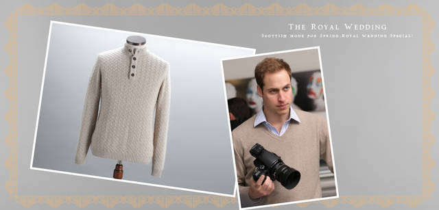 <strong>Hawick Cashmere of Scotland｜ホイック・カシミヤ・オブ</strong>　スコットランド　ケーブル編みが全体にほどこされているので、1枚で着てもさまになる。　ヘンリーネックのカシミアニット 9万2400円（ホイック・カシミヤ・オブ　スコットランド／ホイック・カシミヤ・ジャパン）　　　© Getty Images