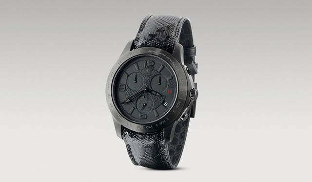<strong>FIAT 500 by Gucci｜フィアット 500 バイ グッチ</strong>　G‐タイムレス（ブラックダイアル、ブラックケース、GGインプリメ ストラップ）