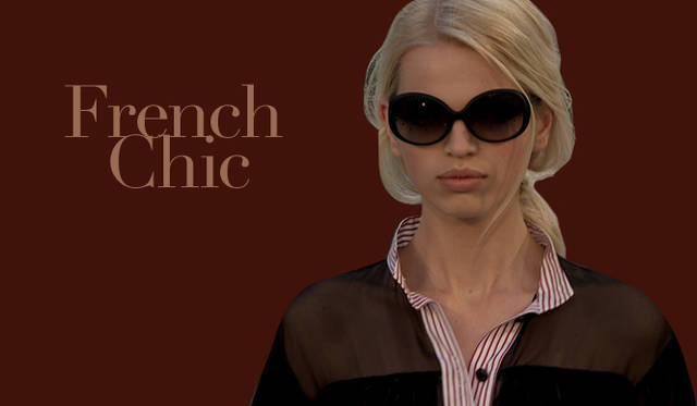 <strong>特集｜この夏のお薦めサングラスを一挙紹介！</strong>　Key Word 03：French Chic｜ドットやボーダーを取り入れた、夏らしいアレンジで着こなしたい定番のフレンチシックスタイルは、ブラック×ホワイトのアイウェアでシックにまとめたい。大ぶりのシルエットでかつての名女優たちのようにエレガントに着こなすか、ミドルサイズを合わせてボーイッシュに着こなすか、アイウェア選びがスタイルの鍵を握る。　©CHANEL