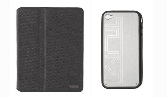 <strong>TUMI｜トゥミ</strong>　左／ALPHA「アイパッド2・スナップ・ケース」1万9950円（ブラックバリスティックナイロン）、右／新アイフォンカバー「カバー・フォー・アイフォン4G」7875円（ブラッシュドアルミニウム）