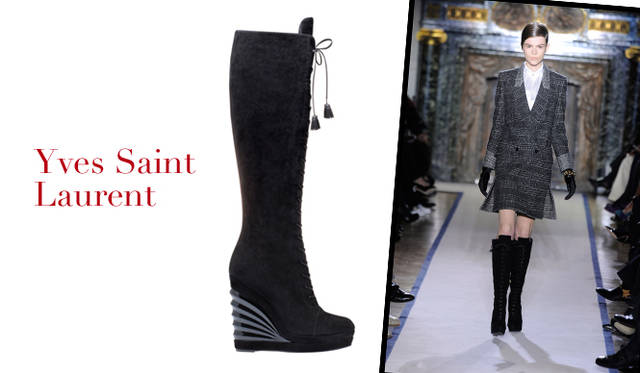 <strong>特集｜2011-12年秋冬トレンドシューズはこれ！　Chapter 02：Lace Up<br /><br />Yves Saint Laurent｜イヴ・サンローラン</strong>　ブーツ　20万8950円　（イヴ・サンローラン／グッチ グループ ジャパン イヴ・サンローラン ディビジョン　Tel. 0570-016655）