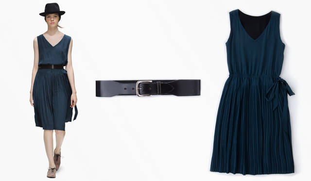 <strong>MARGARET HOWELL</strong> Dress ¥69,300, belt ¥14,700, hat ¥24,150, headband ¥11,550, shoes ¥75,600 (all MARGARET HOWELL).