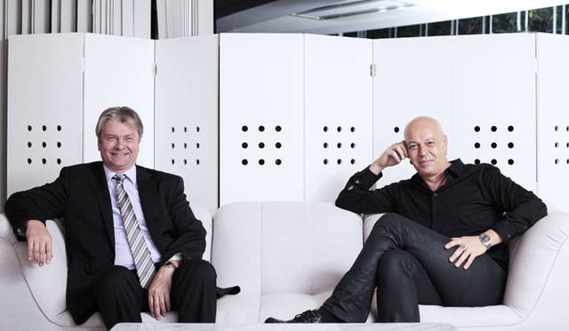 <strong>GIVENCHY</strong> - From left, Laurent Nouguera, Scientific Communication Director at LVMH Research, and Nicolas Degennes, Makeup and Color Artistic Director at Givenchy.