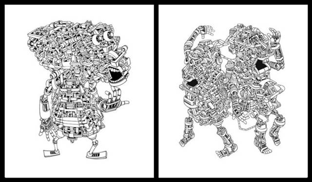 <strong>ディクショナリー倶楽部　「Smile Rock again」展</strong>　尾関幹人（左）「body　17」 （右）「body　16」