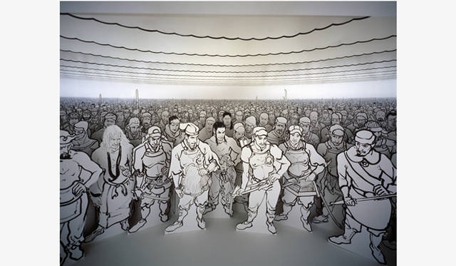 <strong>山口晃展｜『望郷―TOKIORE(I)MIX』</strong> Lagrange Point / 2006 / sumi (Japanese ink), pencil, paper, veneer / photo : Keizo KIOKU  / © YAMAGUCHI Akira / Courtesy Mizuma Art Gallery