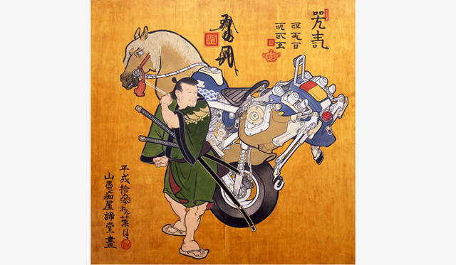 <strong>山口晃展｜『望郷―TOKIORE(I)MIX』</strong> Votive Tablet of a Horse / 2001 / oil, varnish on plywood / photo : Hideyuki Sawayanagi  / © YAMAGUCHI Akira / Courtesy Mizuma Art Gallery