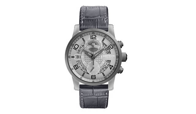 <strong>MONTBLANC｜モンブラン</strong>  「タイムウォーカー ツインフライ クロノグラフ グレーテック」 137万7600円（予価）、10月1 日発売予定。