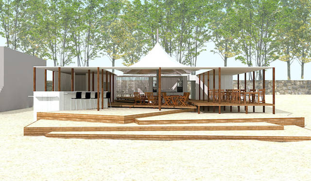 <strong>Café de Ropé La mer</strong> Retaining its iconic pure white exterior on Isshiki Beach, it creates a variety of spaces.