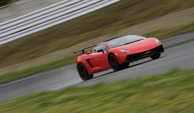 <strong>Lamborghini Aventador LP 700-4</strong><br />The Gallardo Super Trofeo Stradale, which led the test drive.