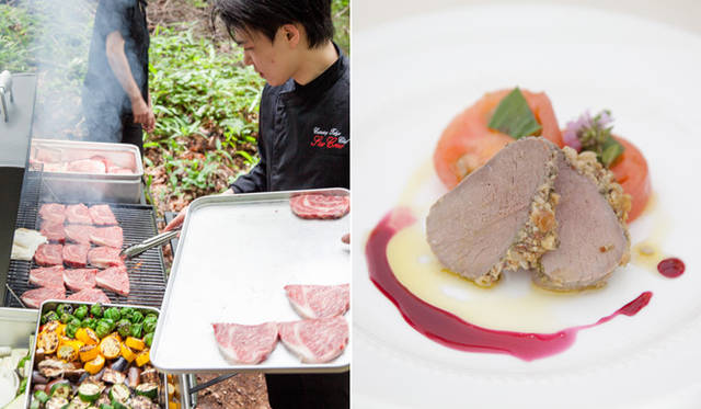 The lunch menu was primarily local fare, including a marinade using sansho pepper from the Louis Vuitton forest, a salad of fresh Komoro tomatoes and herbs, and a chilled soup of new onions and mitsuba.