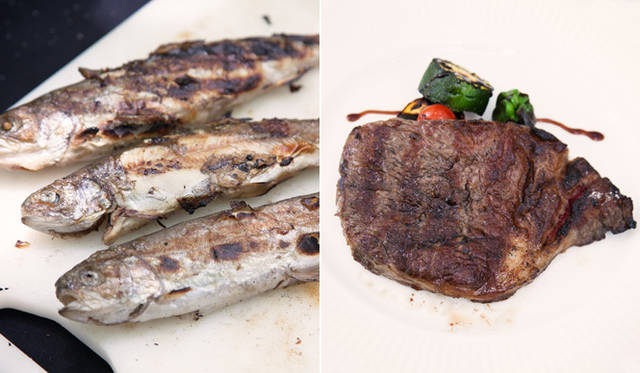 Other dishes included grilled rainbow trout and Tateshina beef ribeye over charcoal, local Komoro vegetables such as water shield, eggplant, and zucchini, rice flour bread, and coffee from Maruyama Coffee.