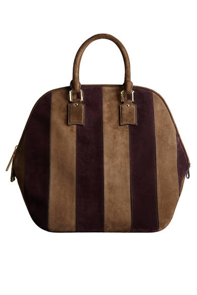 <strong>BURBERRY│バーバリー</strong>　バーバリー・オーチャード（スエードストライプ・プラム＆ブラウン ）[W39×H34×D15cm] 16万8000円