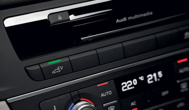 <strong>Audi A6 hybrid</strong><br />"EV" button for driving as an electric vehicle as long as the battery lasts. At 60 km/h, it can travel up to 3 km. Maximum speed is 100 km/h.