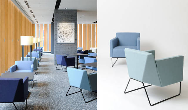 <strong>BIZCOLI</strong> | BIZCOLI - "Biz Communication Library" - Left: Exchange Lounge (Overall View), Right: slitta arm sofa (Production cooperation: cassina ixc.)