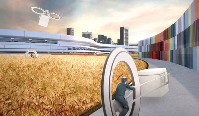 <strong>Audi Urban Future Initiative｜アウディ アーバン フューチャー イニシアティブ</strong><br />ボストン ワシントン エリアを題材としたへヴェラー＆ユーン アーキテクチャー（Höweler + Yoon Architecture）のイメージ画像　束状に集約された交通機関