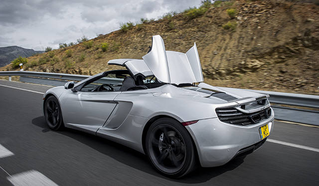 <strong>McLaren MP4-12C Spider</strong><br />The 12C Spider features a fully automatic roof that opens and closes in approximately 17 seconds, even while driving.