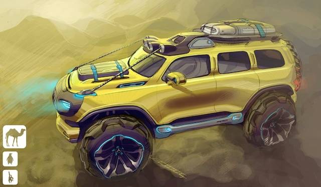 <strong>Mercedes-Benz Ener-G-Force</strong><br />Concept illustrations other than the police car are also provided. This one is a specification equipped for desert use.