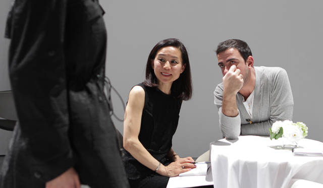 <strong>BERARDI</strong> Terumi Hagiwara and Antonio Berardi watch the models walk.