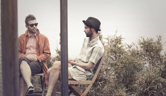 <strong>NAISSANCE</strong> 2013 Spring/Summer Collection. Left: Soutien Collar Coat, Pleated Shirt, Stripe Easy Pants. Right: Original French Check Shirt, Hot Pants, Wide Brim Fedora Hat
