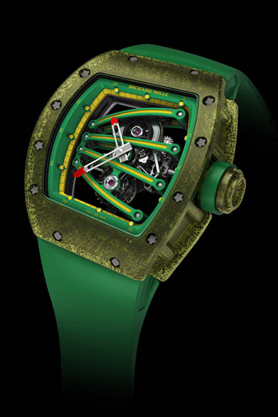 <strong>RICHARD MILLE｜リシャール・ミル</strong>「RM59-01 トゥールビヨン ヨハン・ブレイク」手巻き、カーボンナノチューブ配合コンポジットケース、世界限定50本、5386万5000円（予価）。今秋発売予定