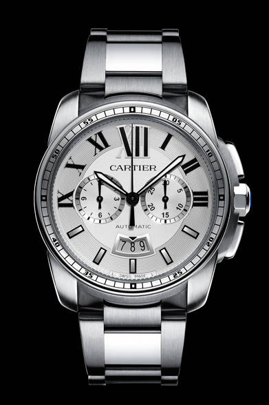 <strong>Cartier│カルティエ</strong>　Laziz Hamani © Cartier 2012<br />「カリブル ドゥ カルティエ クロノグラフ ウォッチ」SSケース、99万7500円