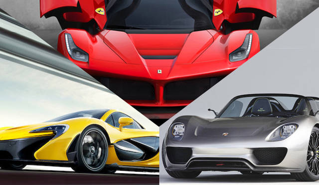 <strong>Porsche 918 Spyder｜ポルシェ 918 スパイダー<br />McLaren P1｜マクラーレン P1<br />Ferrari LaFerrari｜フェラーリ ラフェラーリ</strong>